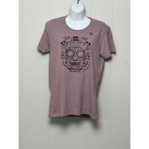 Gildan Softstyle Women's Arizona Sugar Skull Graphic T-Shirt Mauve Purple Size M